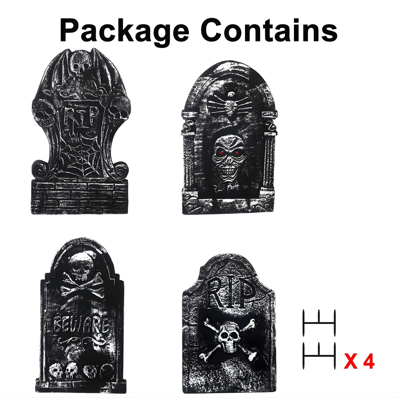 Kitcheniva Large Halloween 3D Foam Tombstones w/ Stakes Decor